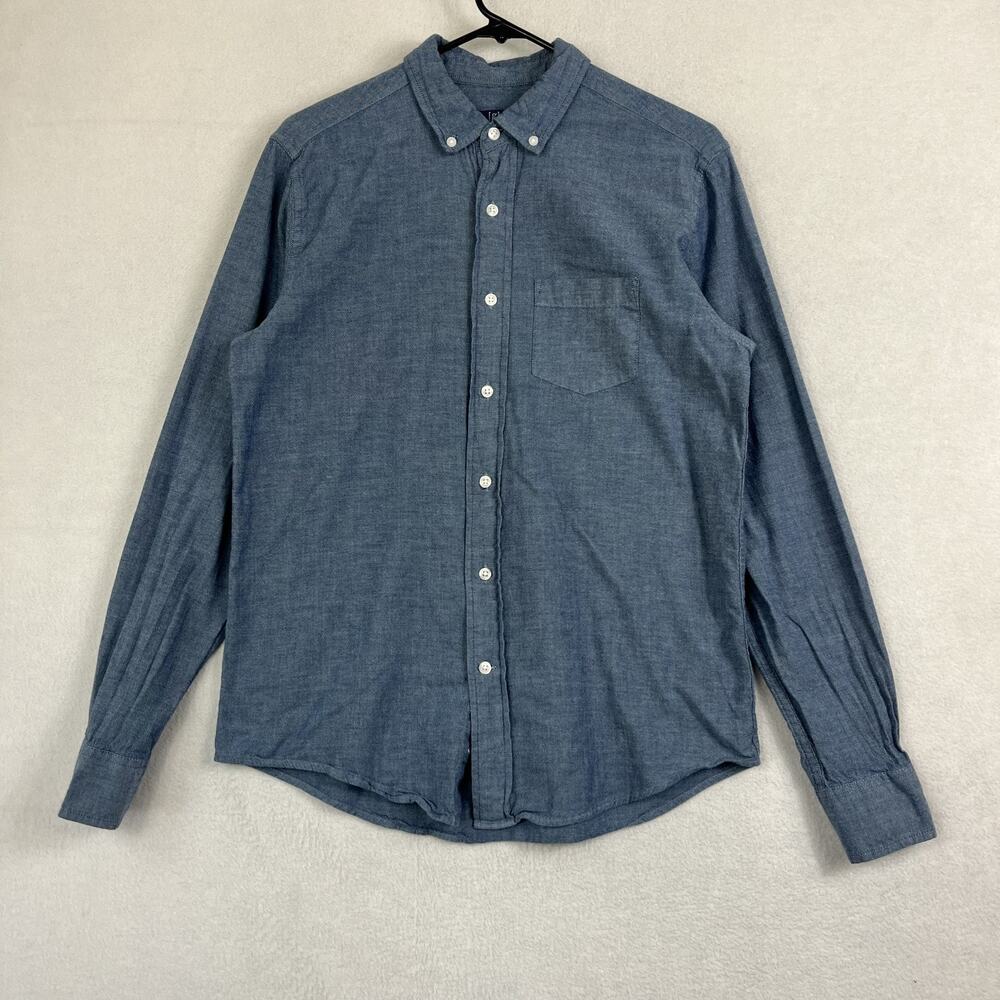 George Blue Classic Fit Button Up Long Sleeve Men's S (34-36) Cotton Blend